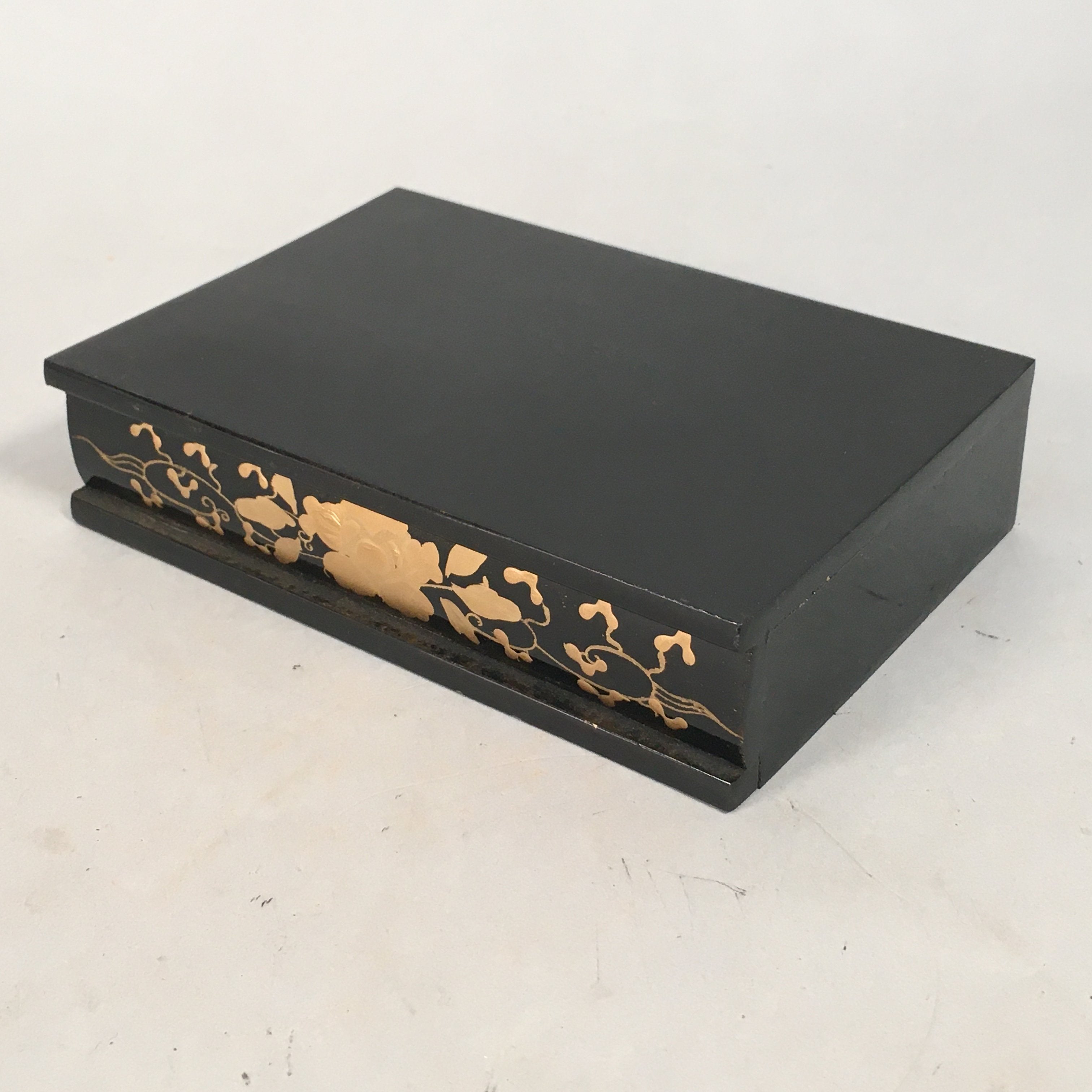 Japanese Hina Doll Stand Furniture Base Throne Vtg Wood Black Rectangle ID345