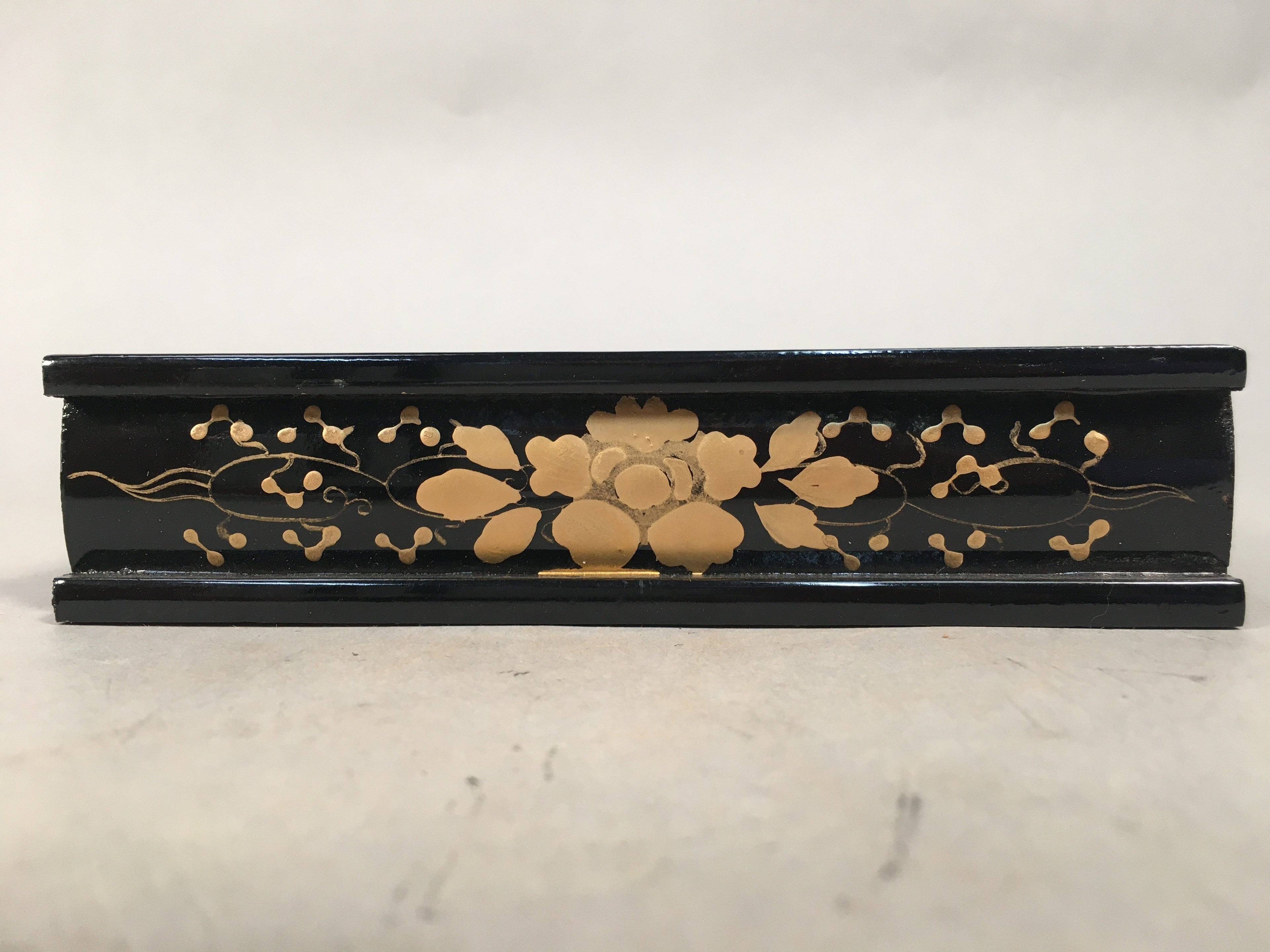 Japanese Hina Doll Stand Furniture Base Throne Vtg Wood Black Rectangle ID346
