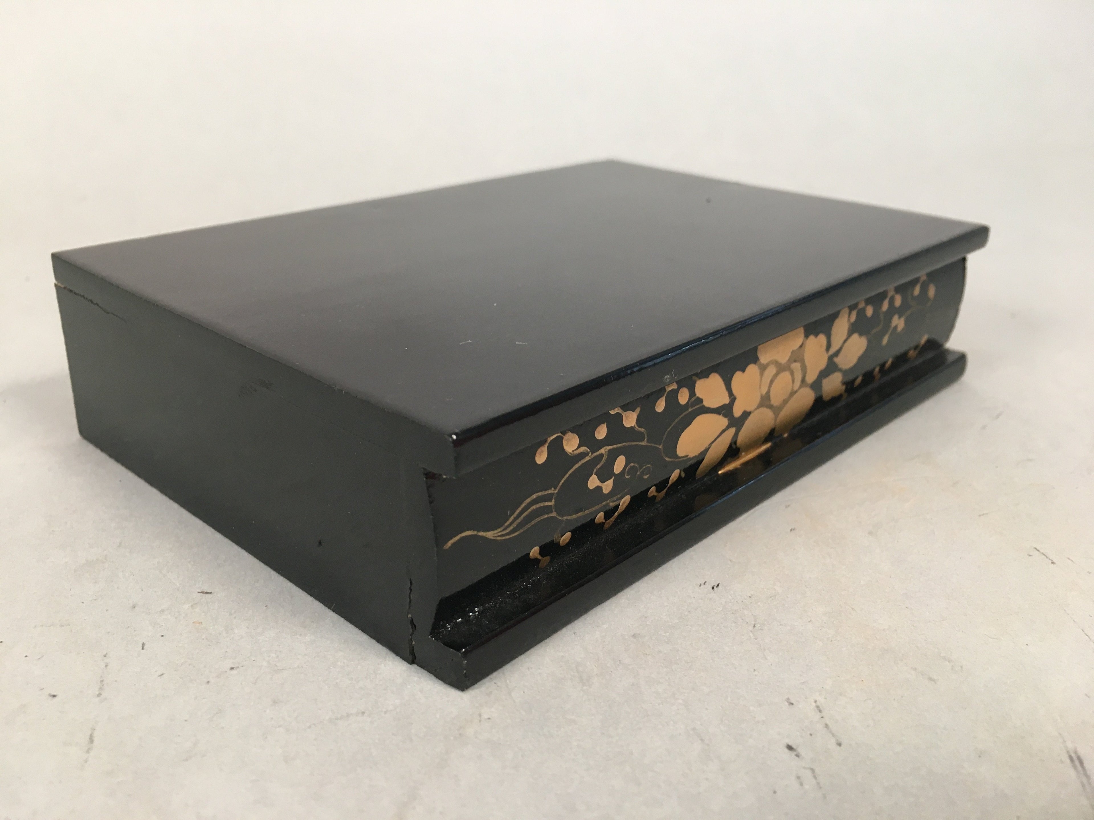 Japanese Hina Doll Stand Furniture Base Throne Vtg Wood Black Rectangle ID346