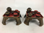 Japanese Hina Doll Tray And Bowls Flower Stand 2Pair Set Vtg Wood Miniature ID40