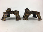 Japanese Hina Doll Tray And Bowls Flower Stand 2Pair Set Vtg Wood Miniature ID40