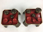 Japanese Hina Doll Tray And Bowls Flower Stand 2Pair Set Vtg Wood Miniature ID40