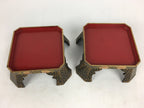 Japanese Hina Doll Tray And Bowls Flower Stand 2Pair Set Vtg Wood Miniature ID40