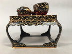 Japanese Hina Doll Tray Bowl Set Vtg Lacquer Gold Makie Wood Miniature ID351