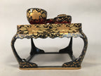 Japanese Hina Doll Tray Bowl Set Vtg Lacquer Gold Makie Wood Miniature ID351