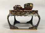 Japanese Hina Doll Tray Bowl Set Vtg Lacquer Gold Makie Wood Miniature ID352
