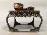 Japanese Hina Doll Tray Bowl Set Vtg Lacquer Gold Makie Wood Miniature ID352