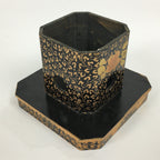 Japanese Hina Doll Tray Cups Teapot Vtg Lacquer Gold Makie Wood Miniature ID412