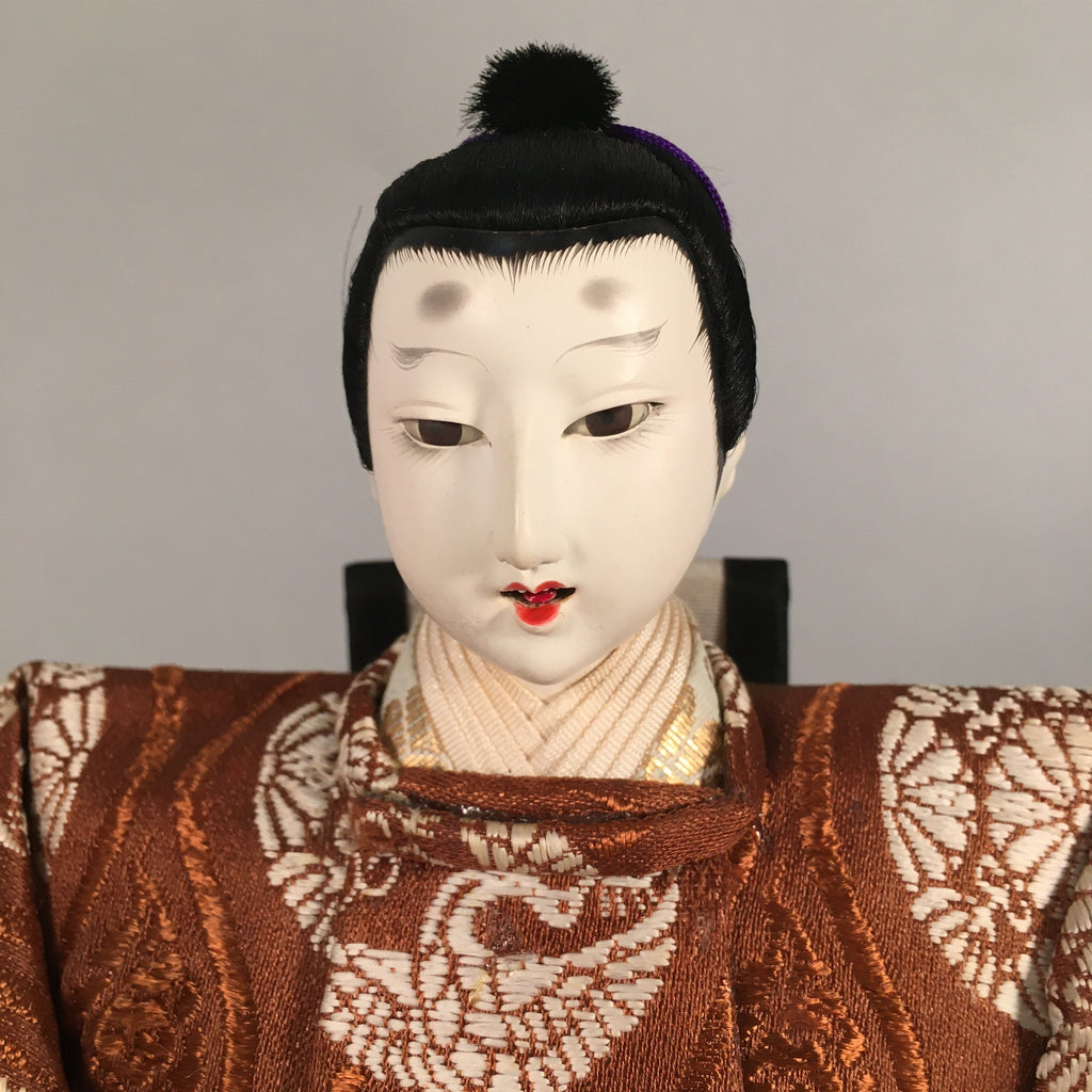 Japanese Hina Doll Vtg Emperor Girls Day Brown Kimono Man Dairi ID297