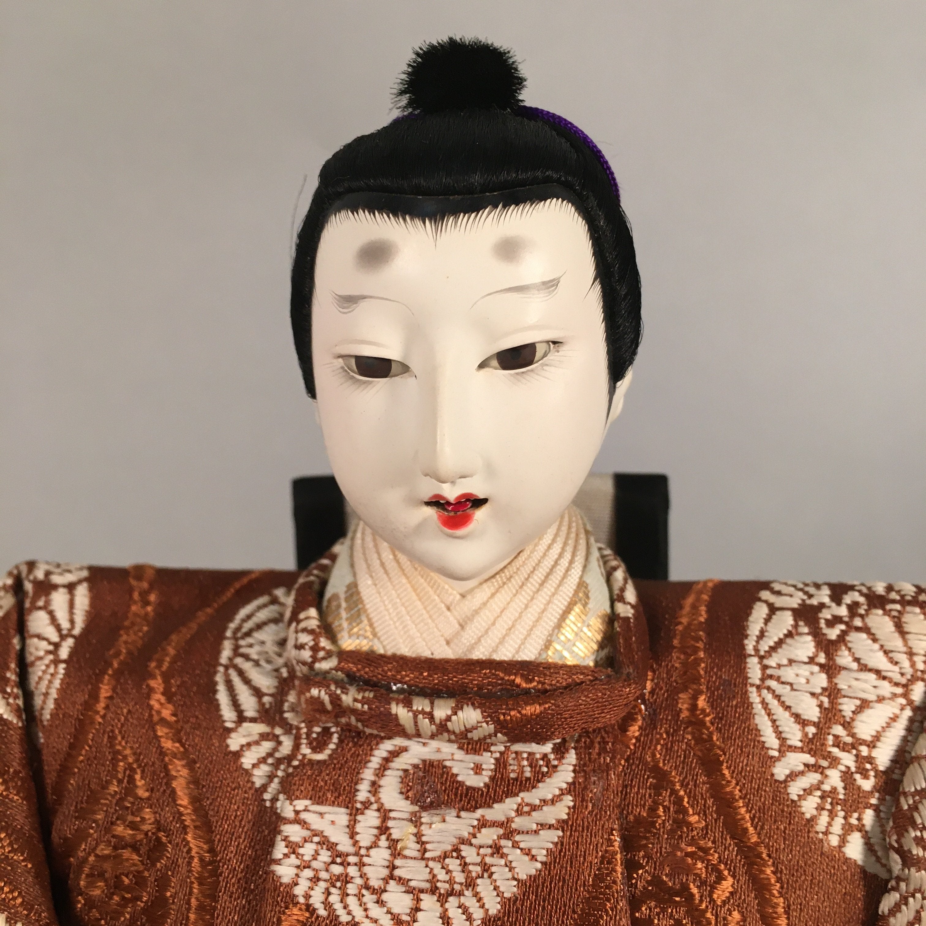 Japanese Hina Doll Vtg Emperor Girls Day Brown Kimono Man Dairi ID297