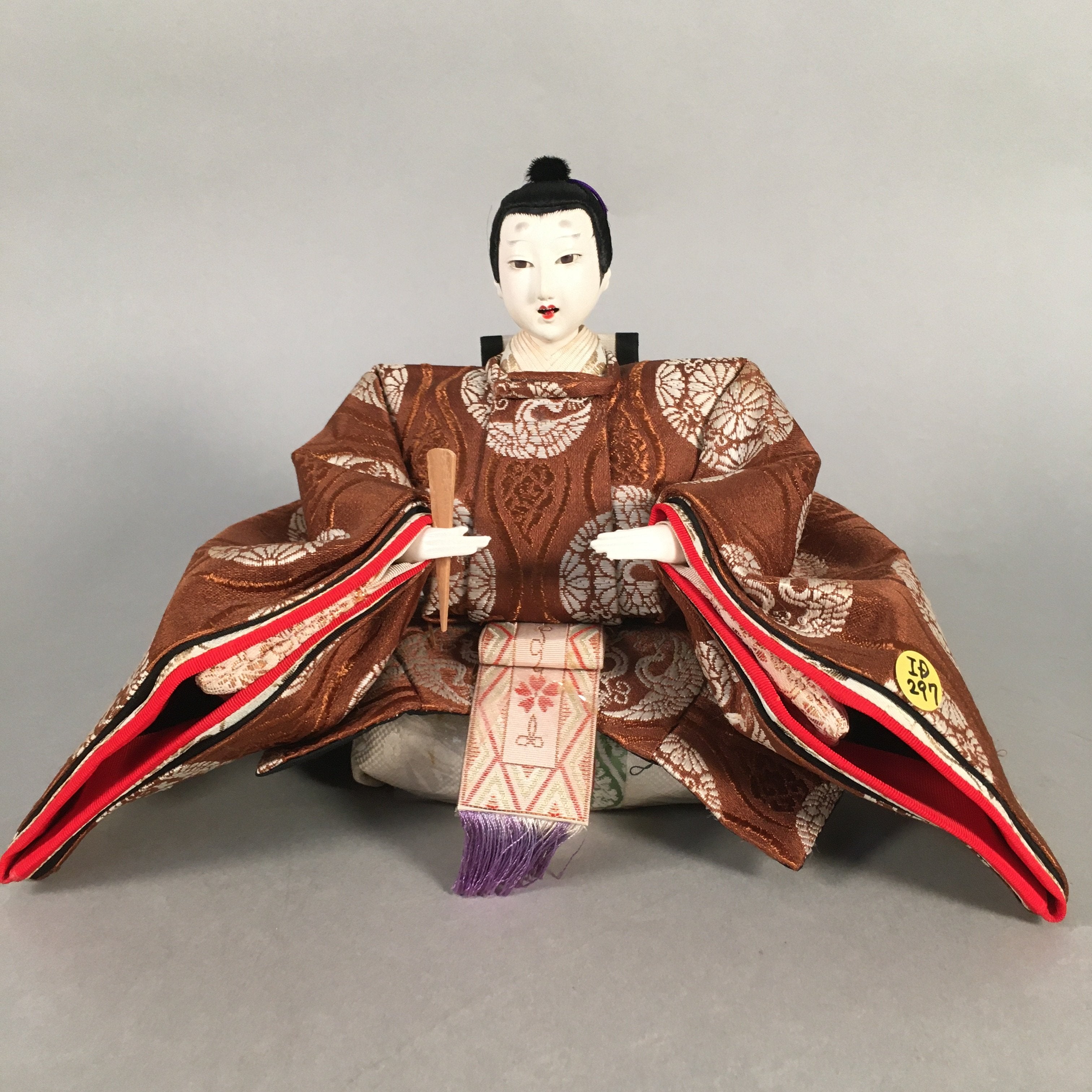 Japanese Hina Doll Vtg Emperor Girls Day Brown Kimono Man Dairi ID297