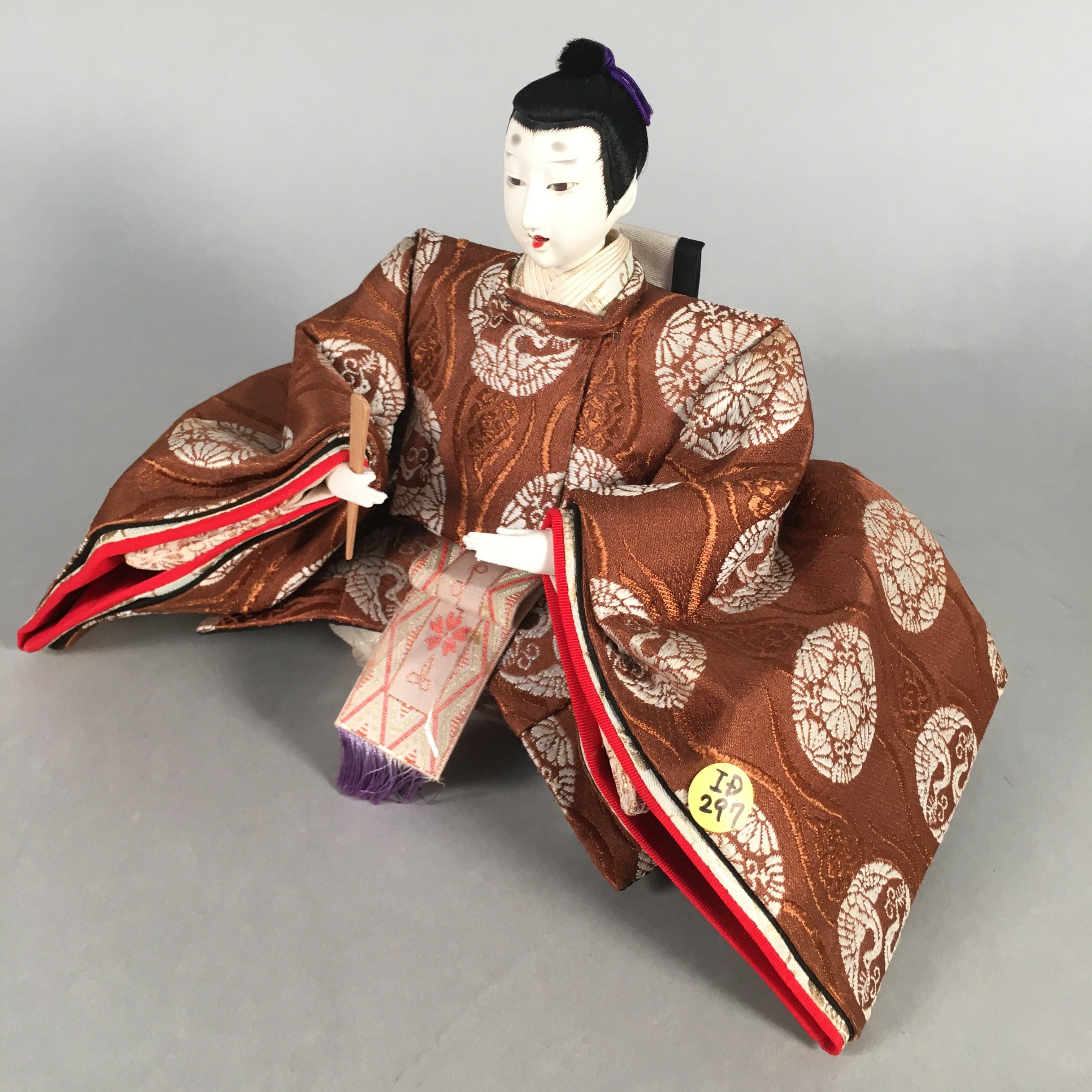 Japanese Hina Doll Vtg Emperor Girls Day Brown Kimono Man Dairi ID297