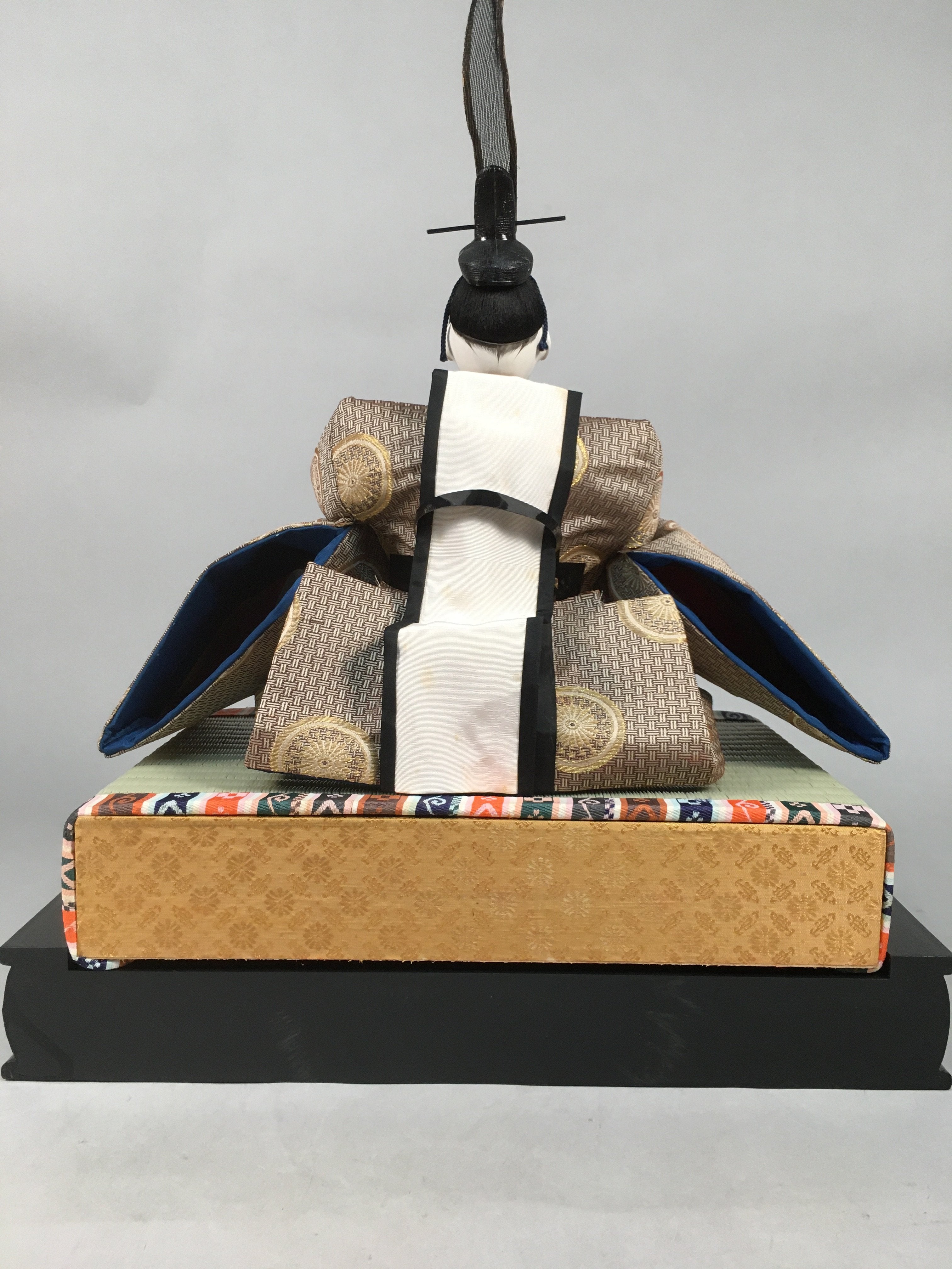 Japanese Hina Doll Vtg Emperor Girls Day Kimono Man Tatami Stand ID280