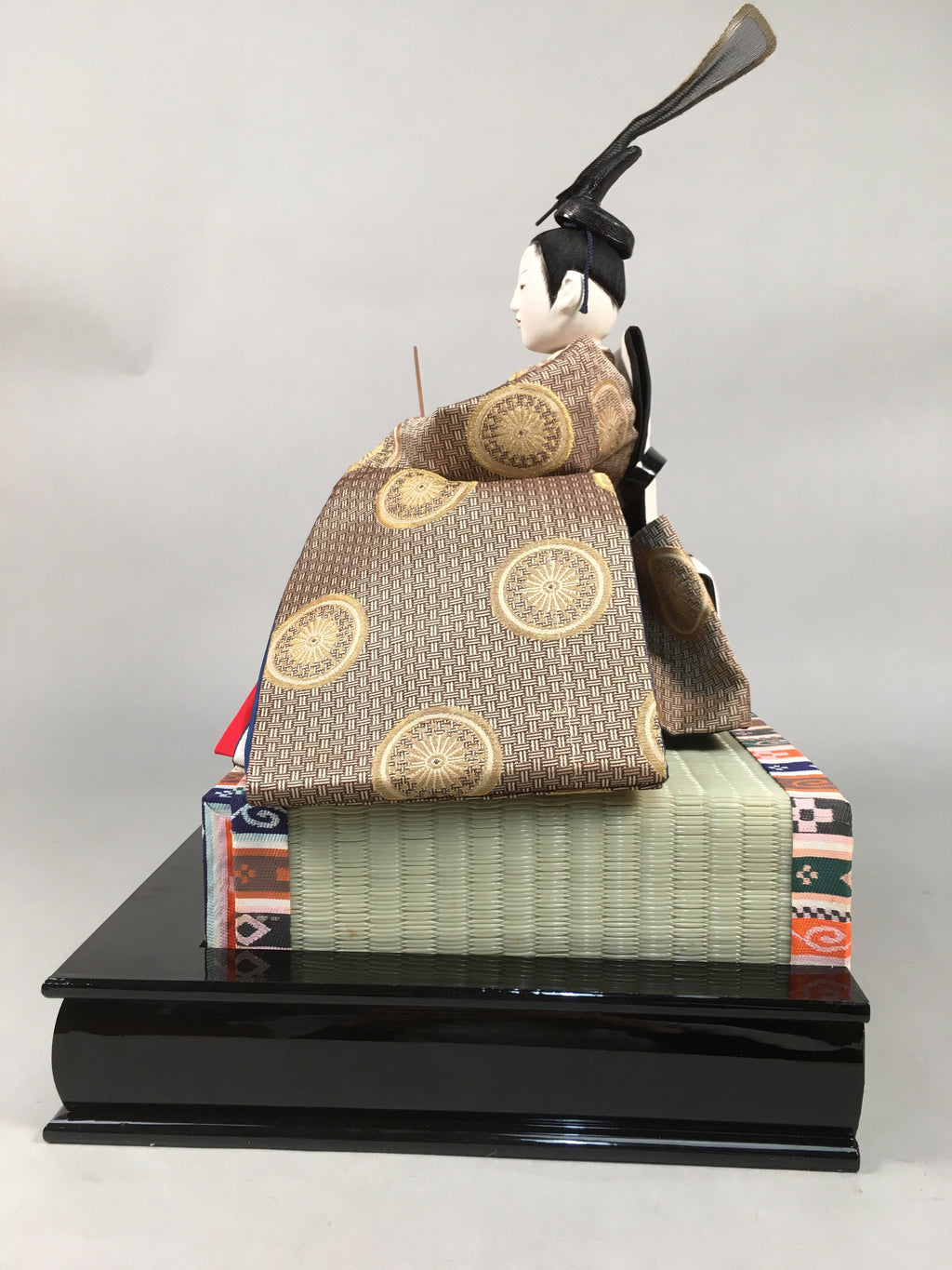 Japanese Hina Doll Vtg Emperor Girls Day Kimono Man Tatami Stand ID280