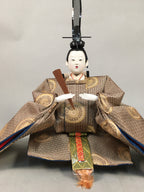 Japanese Hina Doll Vtg Emperor Girls Day Kimono Man Tatami Stand ID280