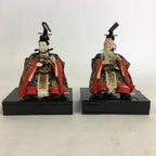 Japanese Hina Doll Vtg Two Ministers set Girls Day Kimono Man Wood Stand ID391