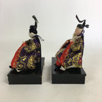 Japanese Hina Doll Vtg Two Ministers set Girls Day Kimono Man Wood Stand ID391
