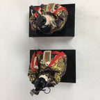 Japanese Hina Doll Vtg Two Ministers set Girls Day Kimono Man Wood Stand ID391