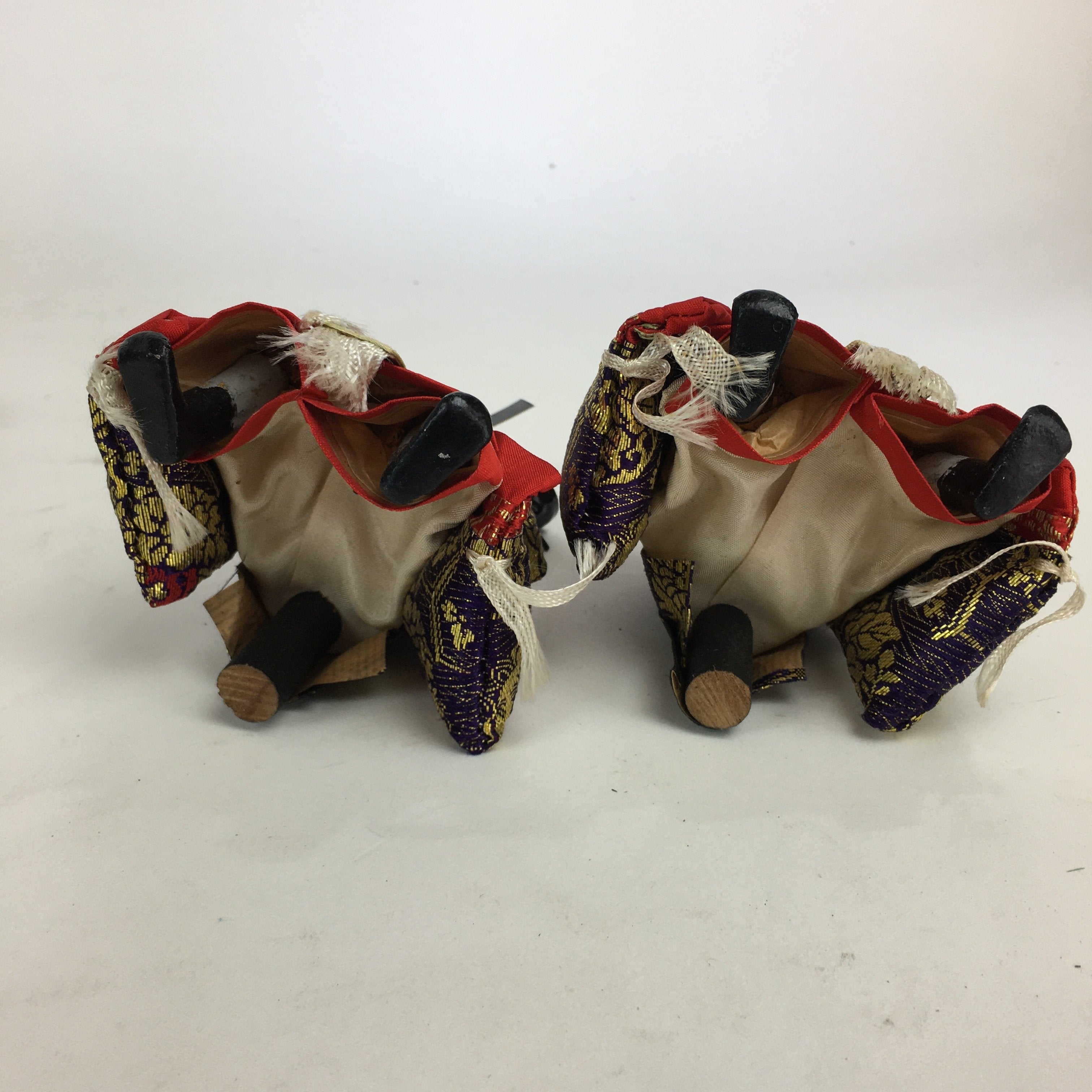 Japanese Hina Doll Vtg Two Ministers set Girls Day Kimono Man Wood Stand ID391