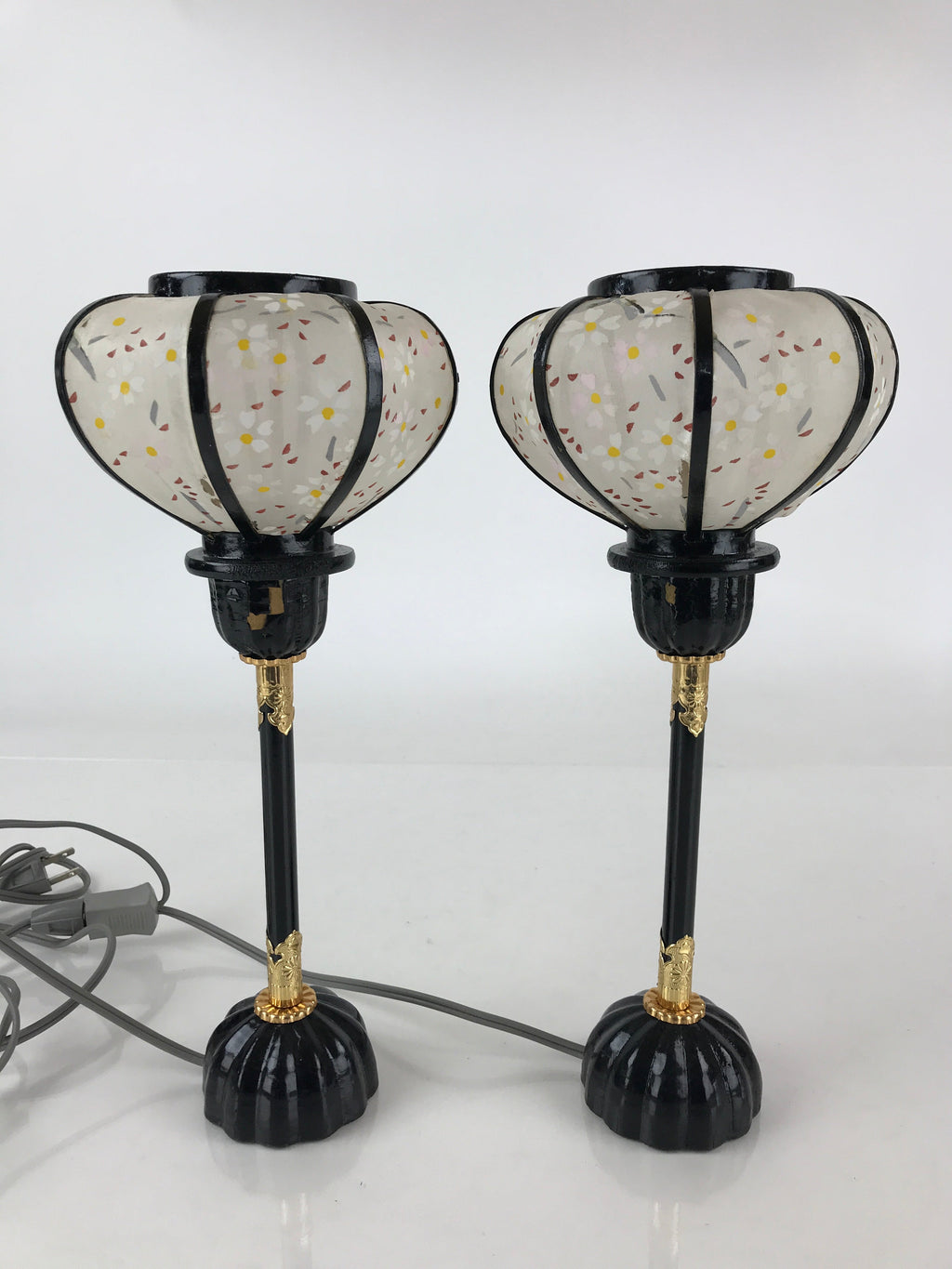 Japanese Hina Doll furniture Electric Lantern Vtg Bonbori Cherry Blossom ID482