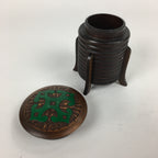 Japanese Hokkaido Ainu Wooden Lacquered Box Vtg Nurimono Brown UR623