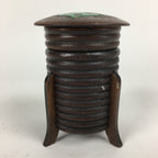 Japanese Hokkaido Ainu Wooden Lacquered Box Vtg Nurimono Brown UR623