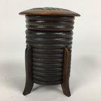 Japanese Hokkaido Ainu Wooden Lacquered Box Vtg Nurimono Brown UR623