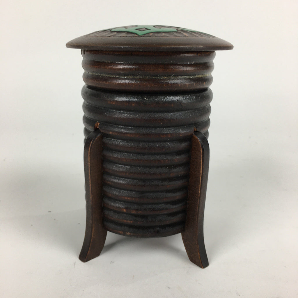 Japanese Hokkaido Ainu Wooden Lacquered Box Vtg Nurimono Brown UR623