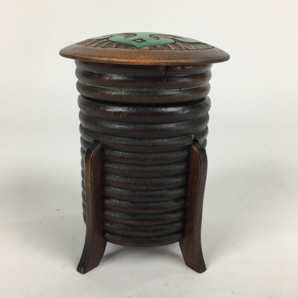 Japanese Hokkaido Ainu Wooden Lacquered Box Vtg Nurimono Brown UR623