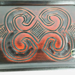 Japanese Hokkaido Ainu Wooden Lacquered Tray Obon Vtg Nurimono Brown UR512