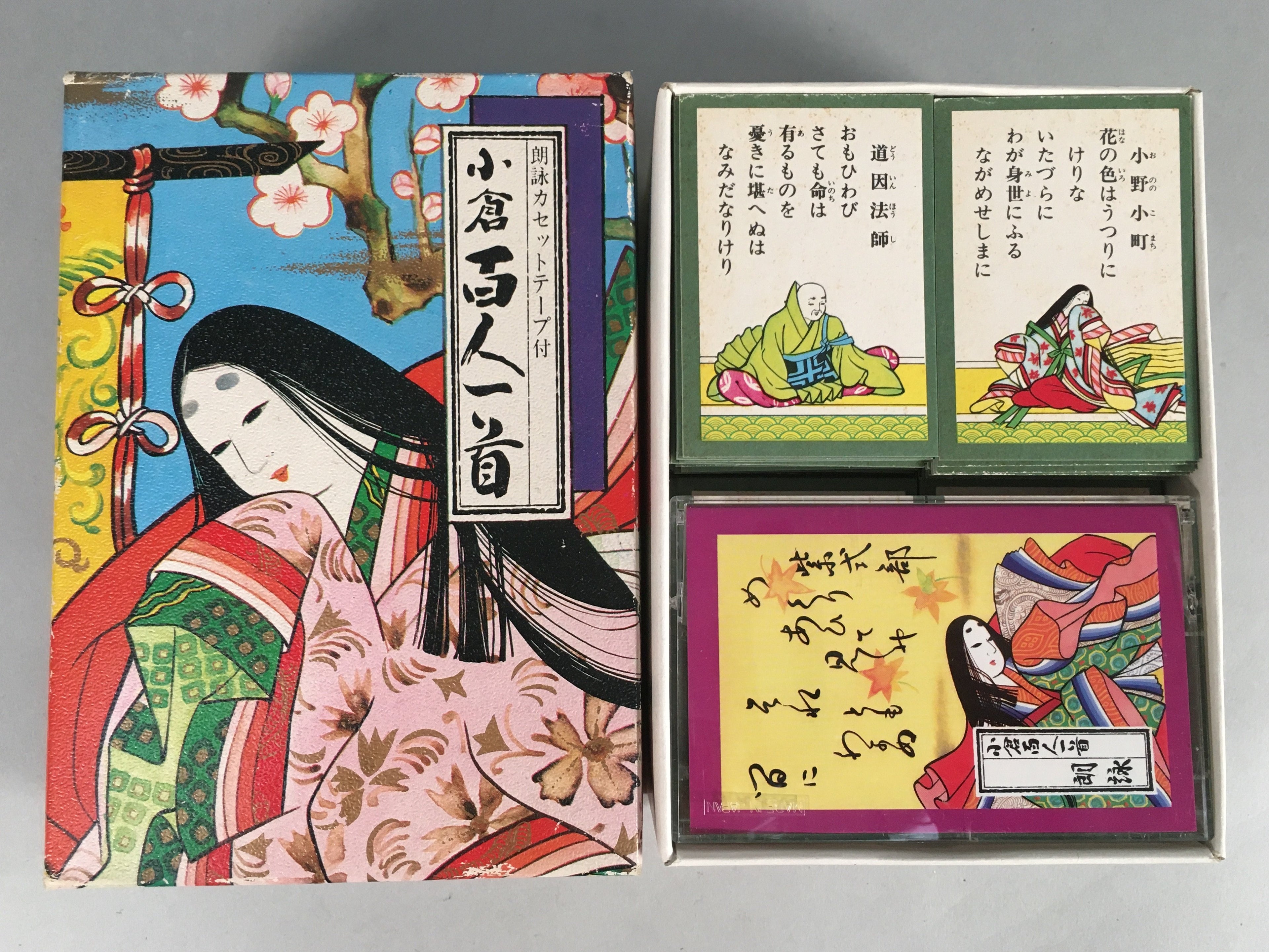 Japanese Hyakunin Isshu Vtg Playing Cards Cassette Tape 100 Poem Game JK125