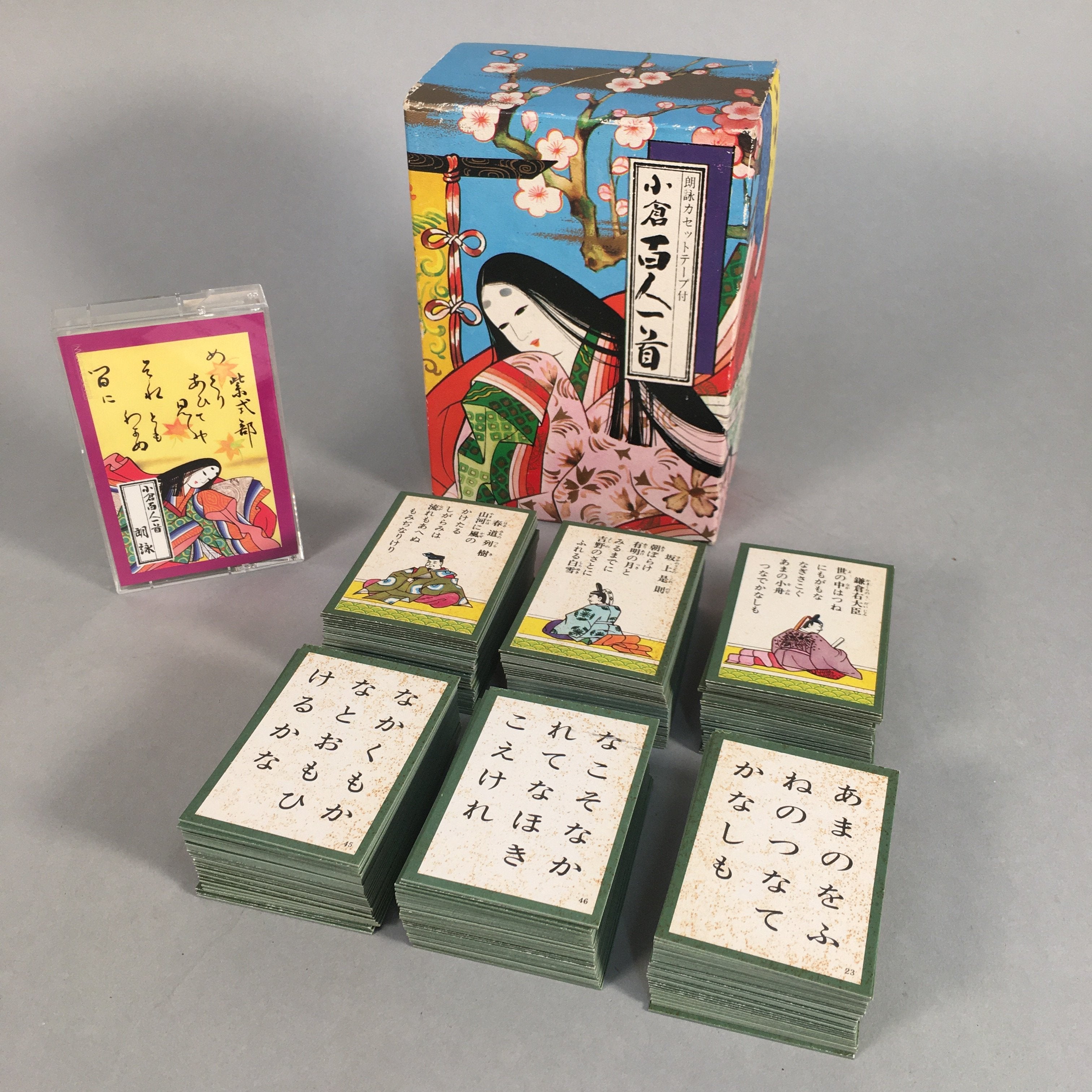 Japanese Hyakunin Isshu Vtg Playing Cards Cassette Tape 100 Poem Game JK125
