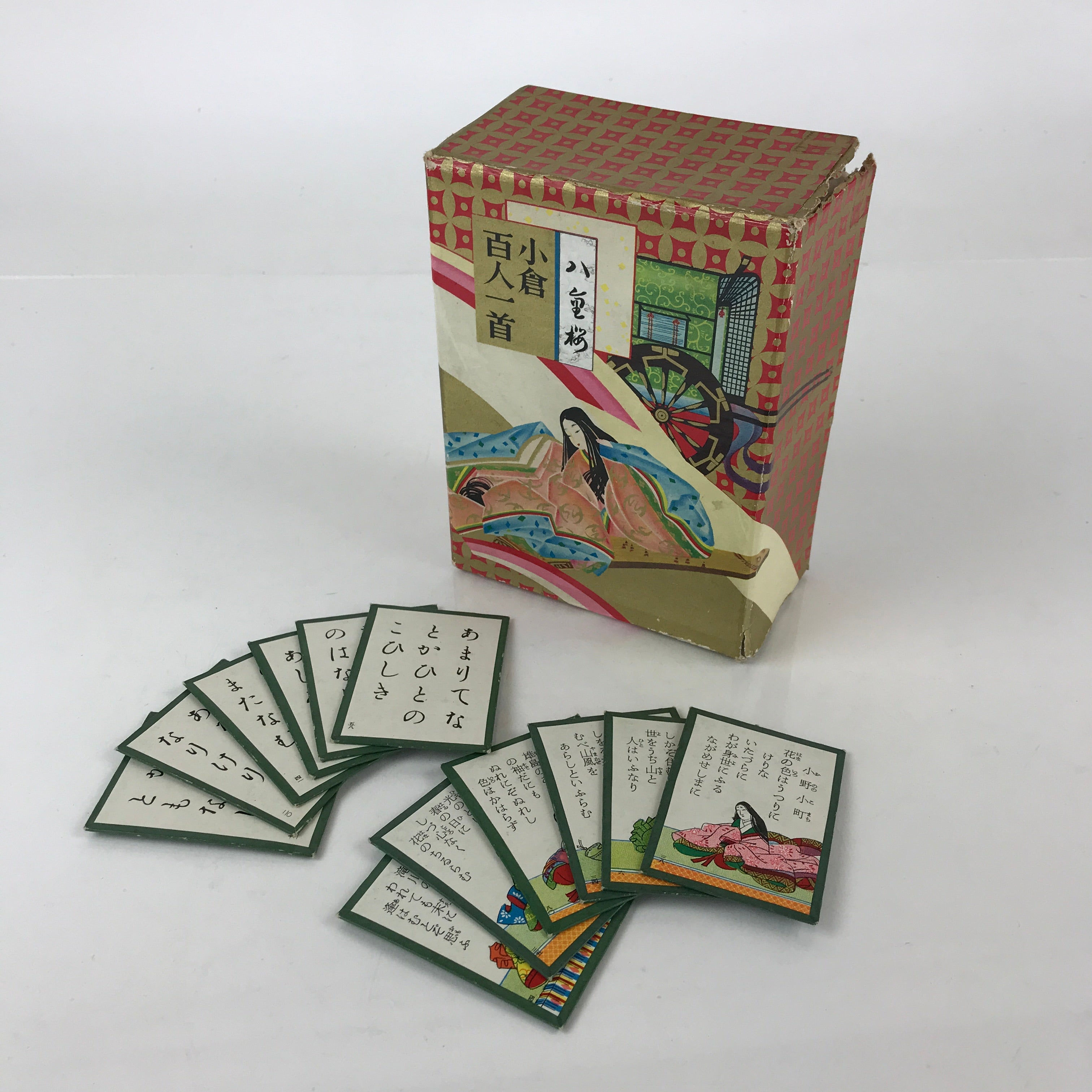 Japanese Hyakunin Isshu Vtg Playing Cards Karuta 100 Poem Matching Game JK480