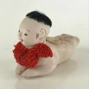 Japanese Ichimatsu-Ningyo Vtg Plaster Figurine Crawling Baby Doll KF593