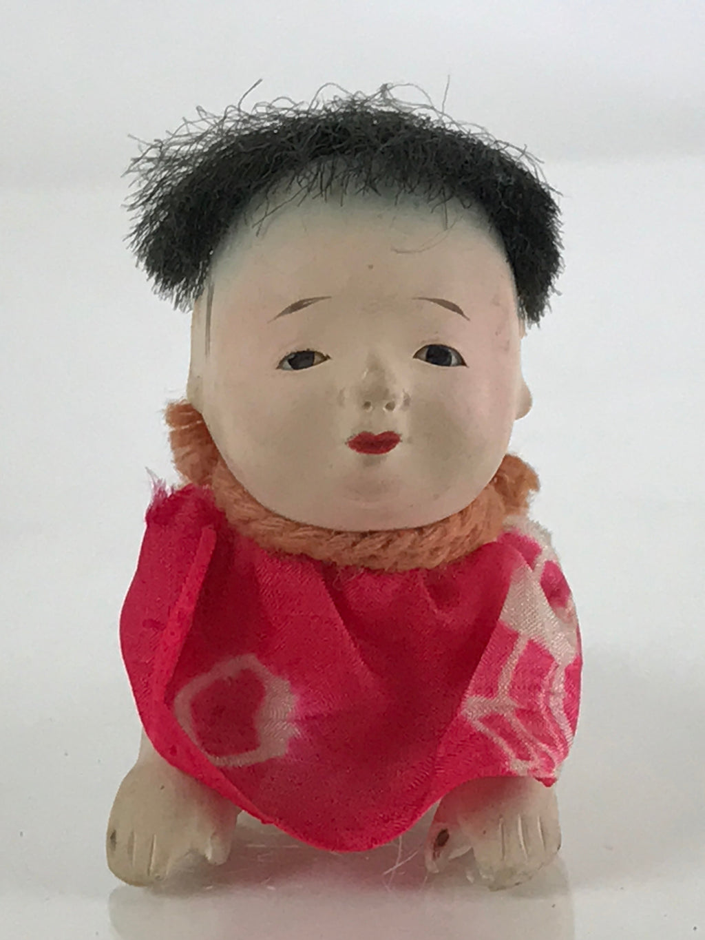 Japanese Ichimatsu-Ningyo Vtg Plaster Figurine Crawling Baby Doll KF594