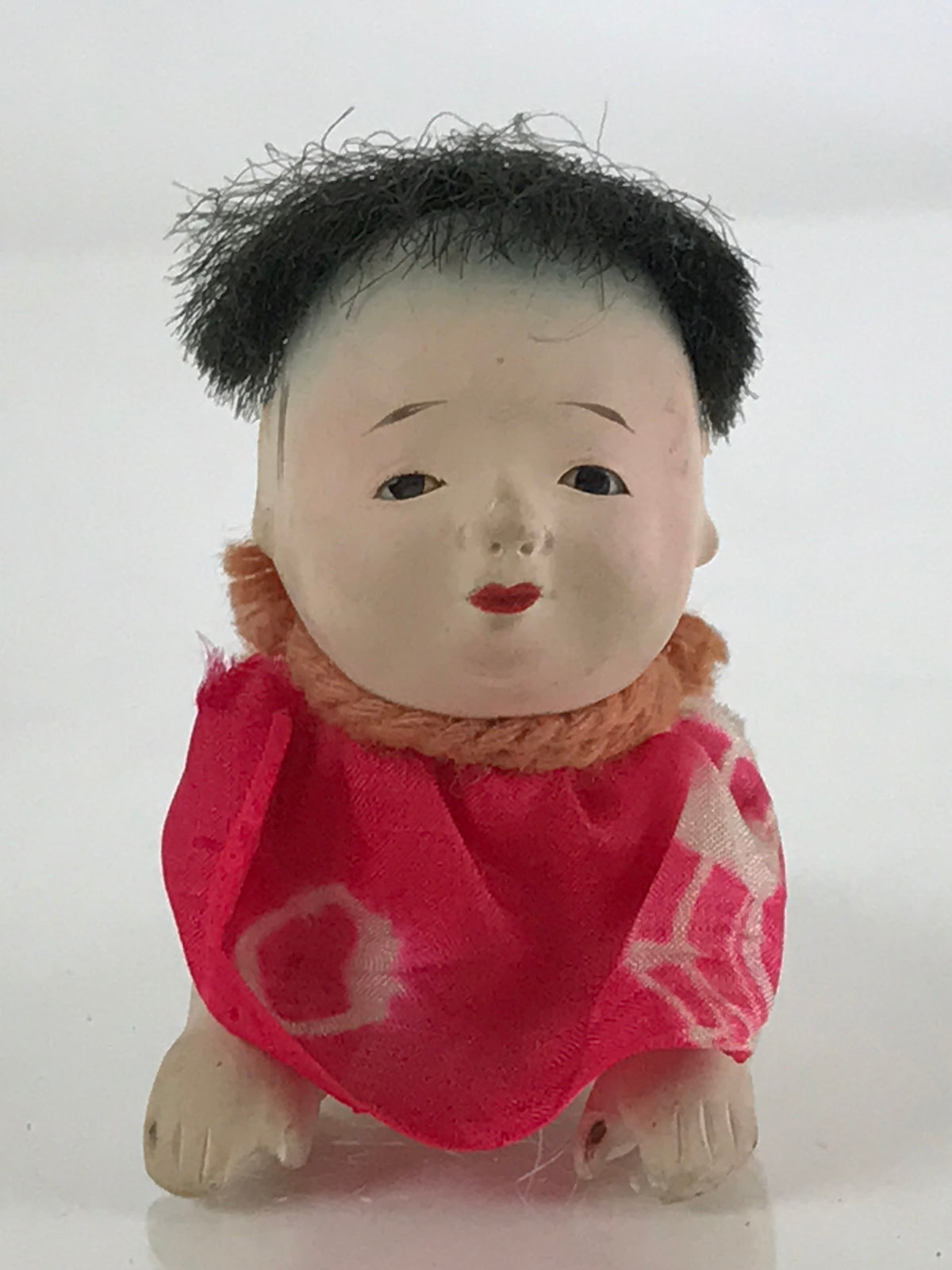 Japanese Ichimatsu-Ningyo Vtg Plaster Figurine Crawling Baby Doll KF594