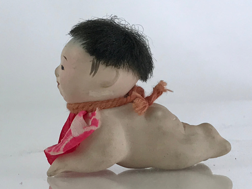 Japanese Ichimatsu-Ningyo Vtg Plaster Figurine Crawling Baby Doll KF594