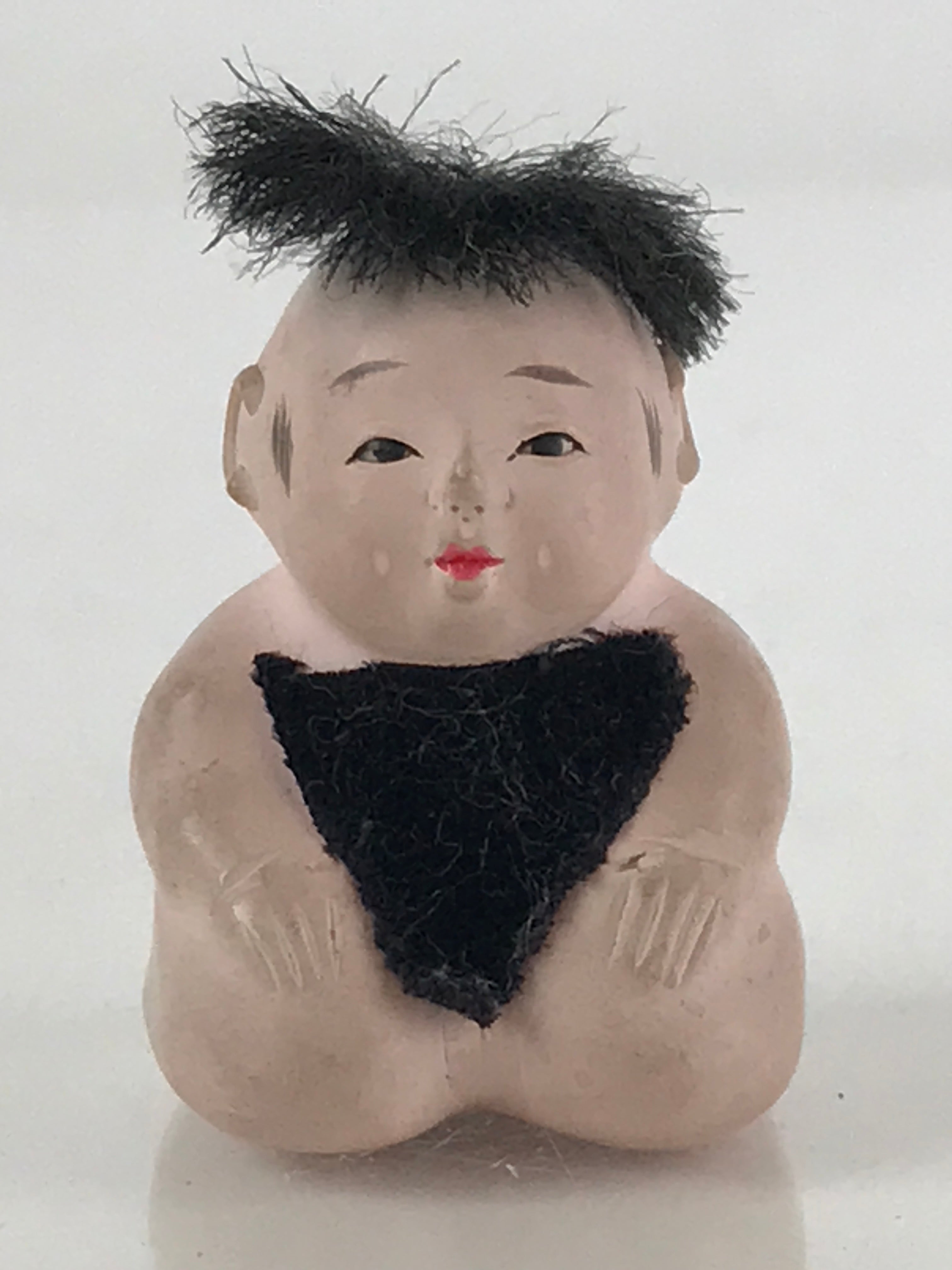 Japanese Ichimatsu-Ningyo Vtg Plaster Figurine Sitting Baby Doll KF595