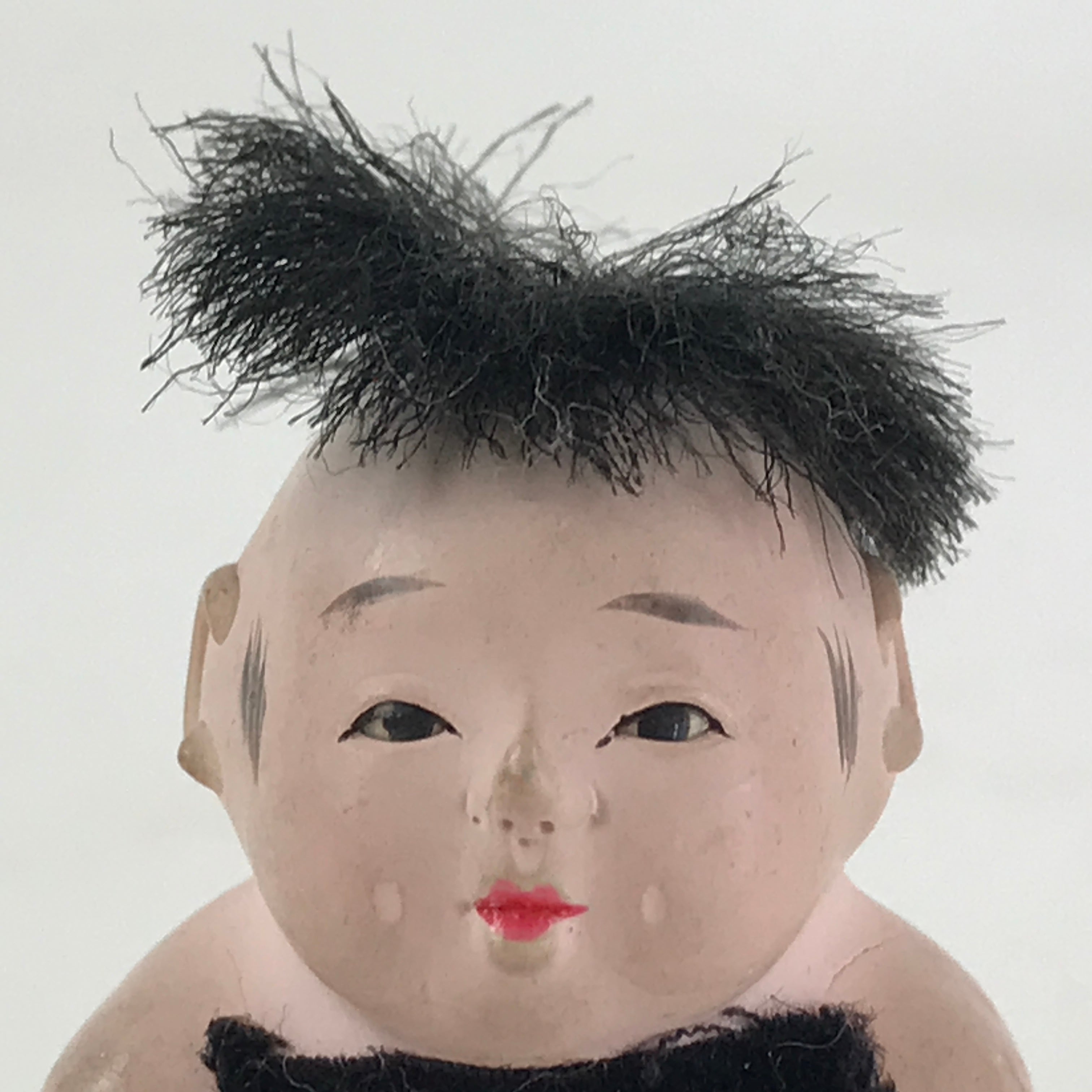 Japanese Ichimatsu-Ningyo Vtg Plaster Figurine Sitting Baby Doll KF595