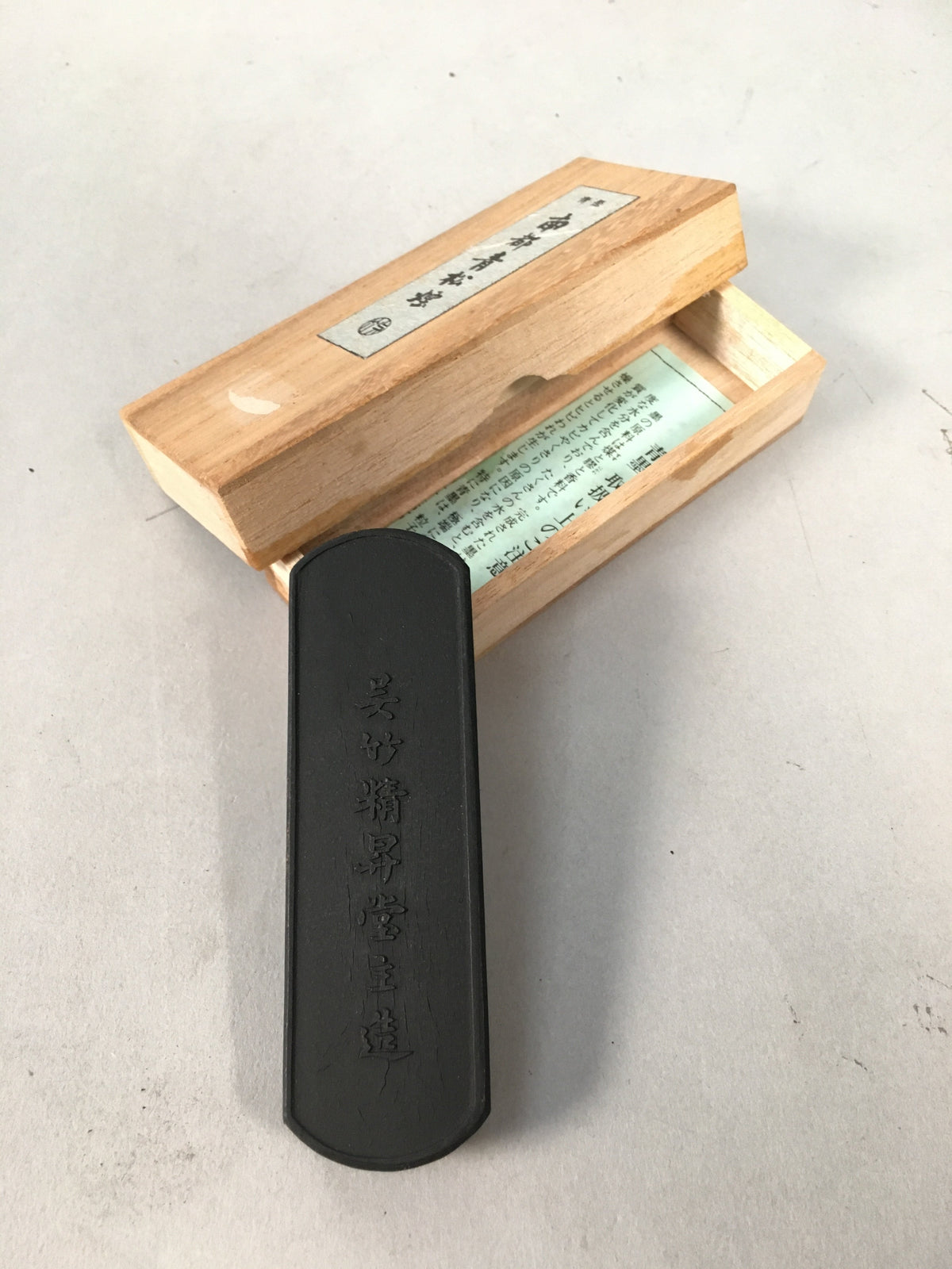 Japanese Ink Stick Calligraphy Shodo Soot Tool Shuji Kanji Vtg Black Sumi JK156