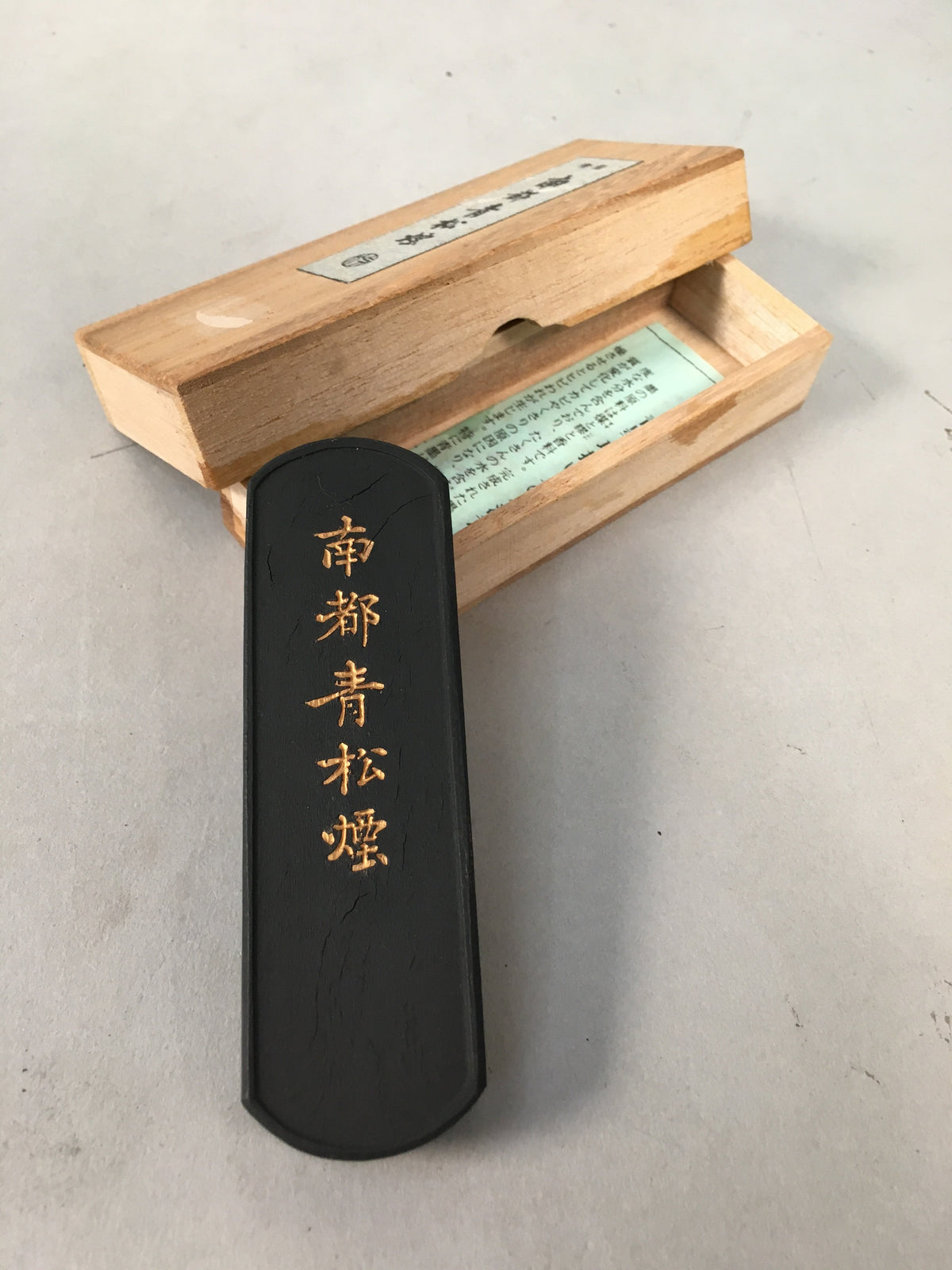 Japanese Ink Stick Calligraphy Shodo Soot Tool Shuji Kanji Vtg Black Sumi JK156