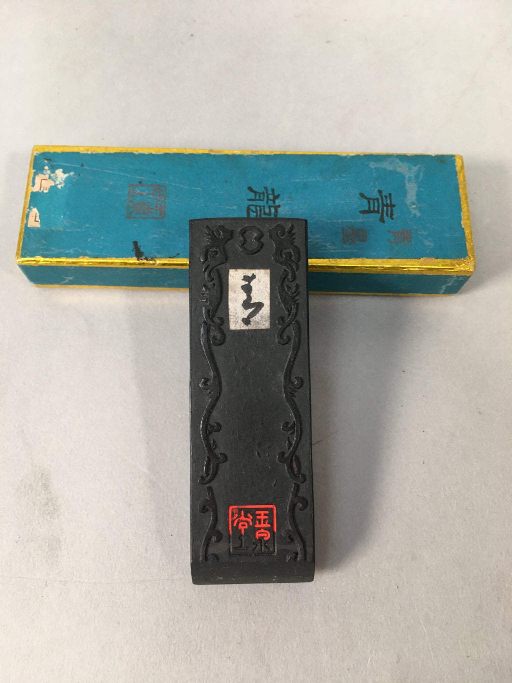 Japanese Ink Stick Calligraphy Shodo Soot Tool Shuji Kanji Vtg Black Sumi JK160