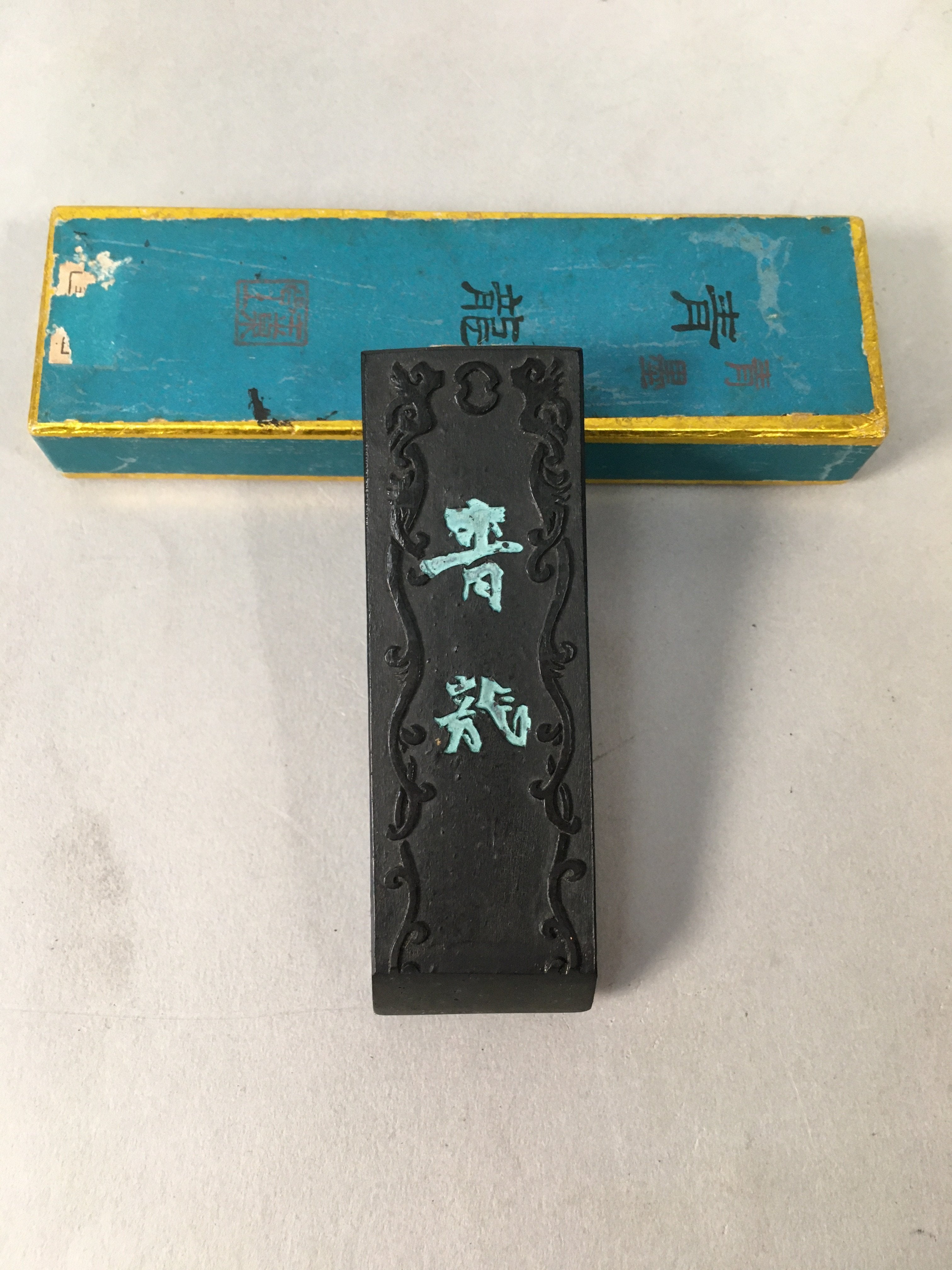 Japanese Ink Stick Calligraphy Shodo Soot Tool Shuji Kanji Vtg Black Sumi JK160