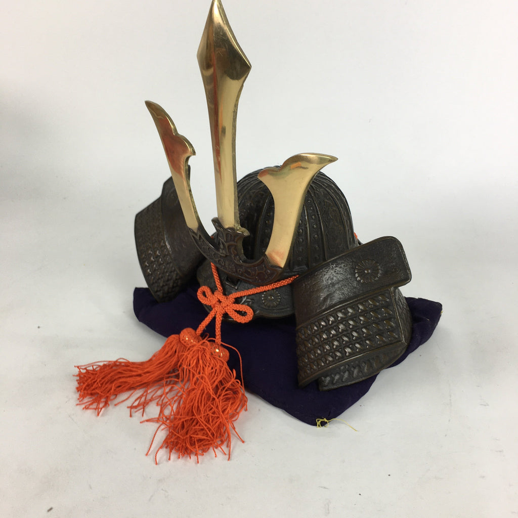 Japanese Iron Armor Helmet Vtg Boy's Day Display Syusse-Kabuto Yoroi BD680