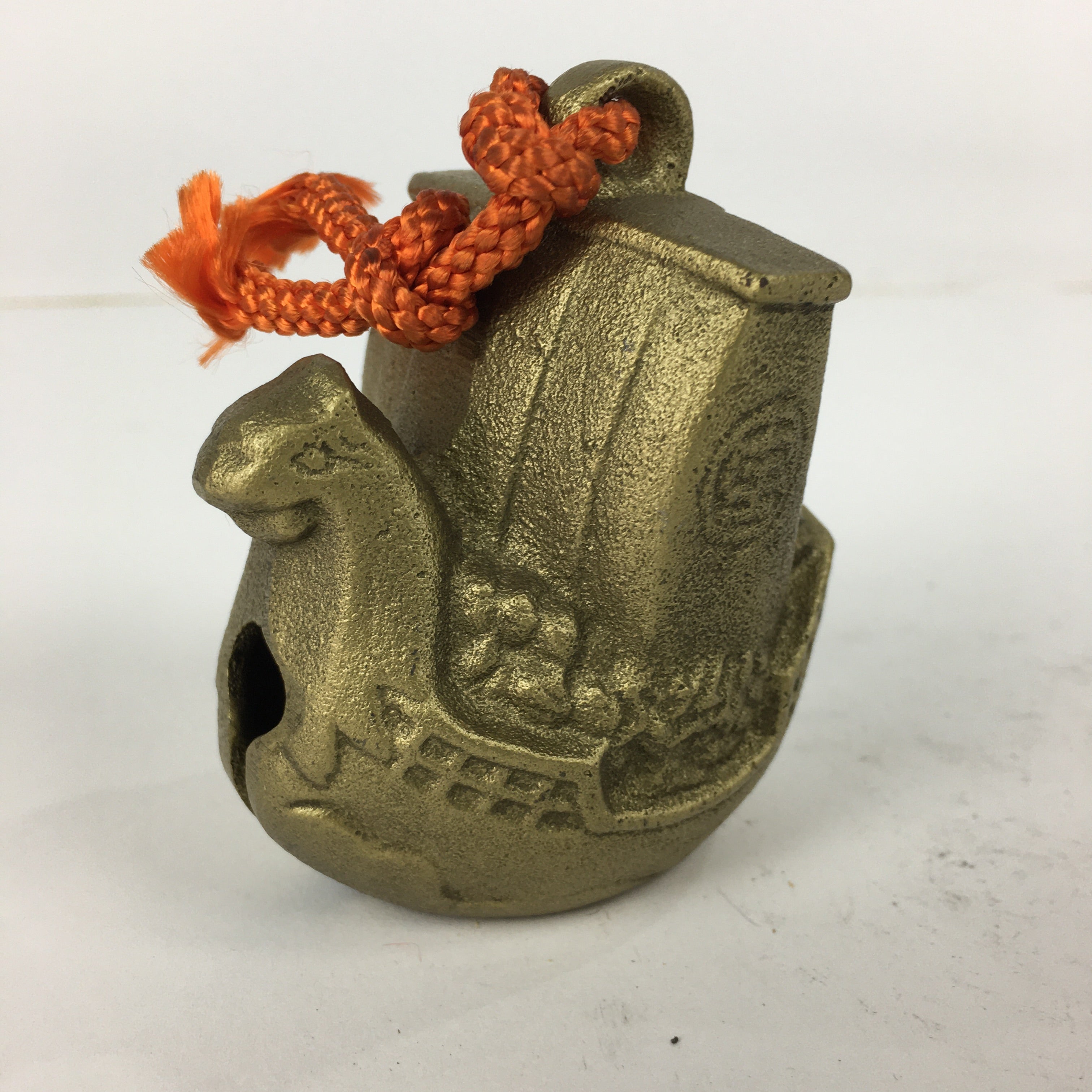 Japanese Iron Bell Dorei Tetsurin Vtg Doll Amulet 7 Lucky God Ship Gold DR357