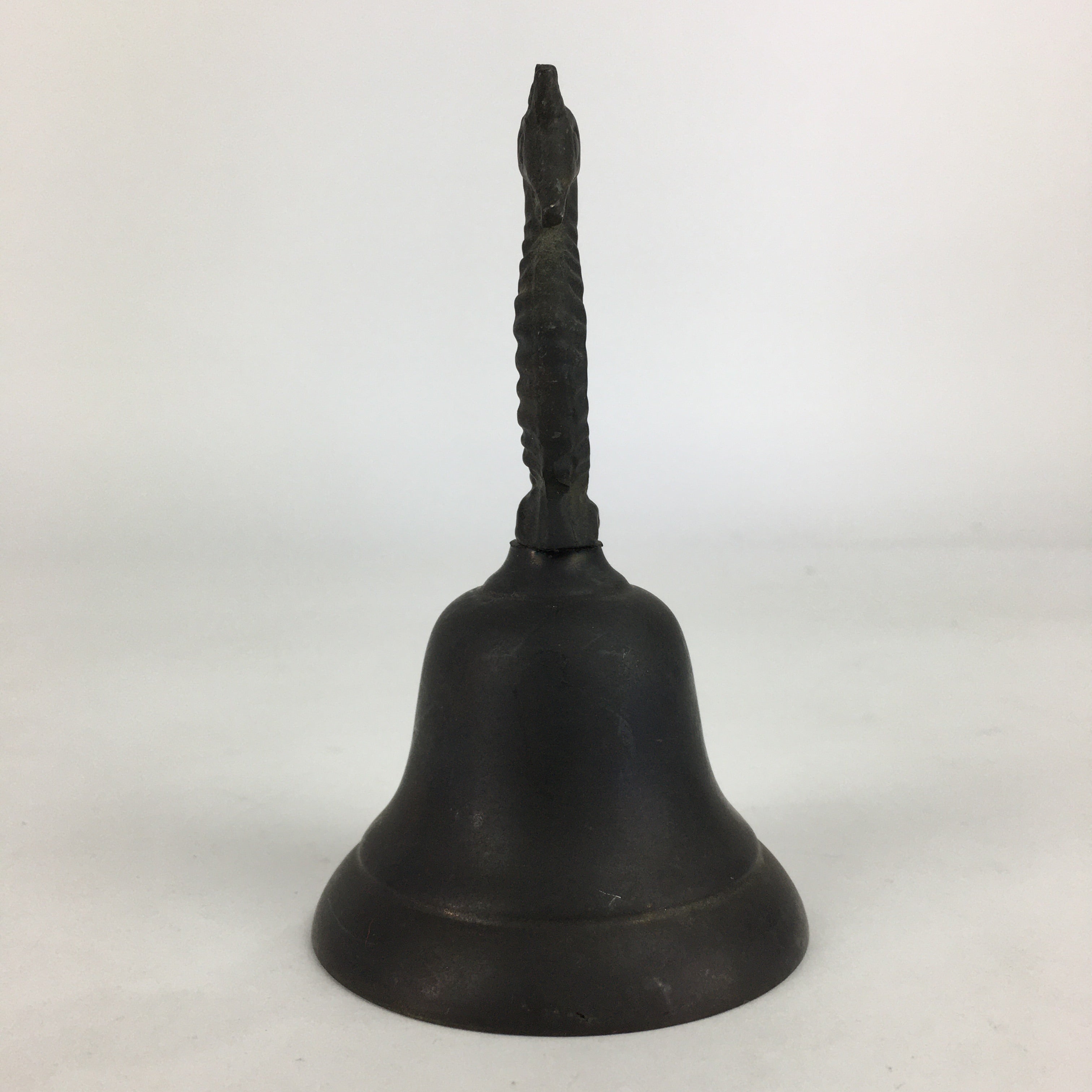 Japanese Iron Bell Vtg Hand Bell Tetsu-Rin Amulet Seahorse Black DR399