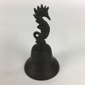 Japanese Iron Bell Vtg Hand Bell Tetsu-Rin Amulet Seahorse Black DR399