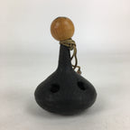 Japanese Iron Bell Vtg Tetsu-Rin Doll Amulet Kokeshi Doll Head Black DR383