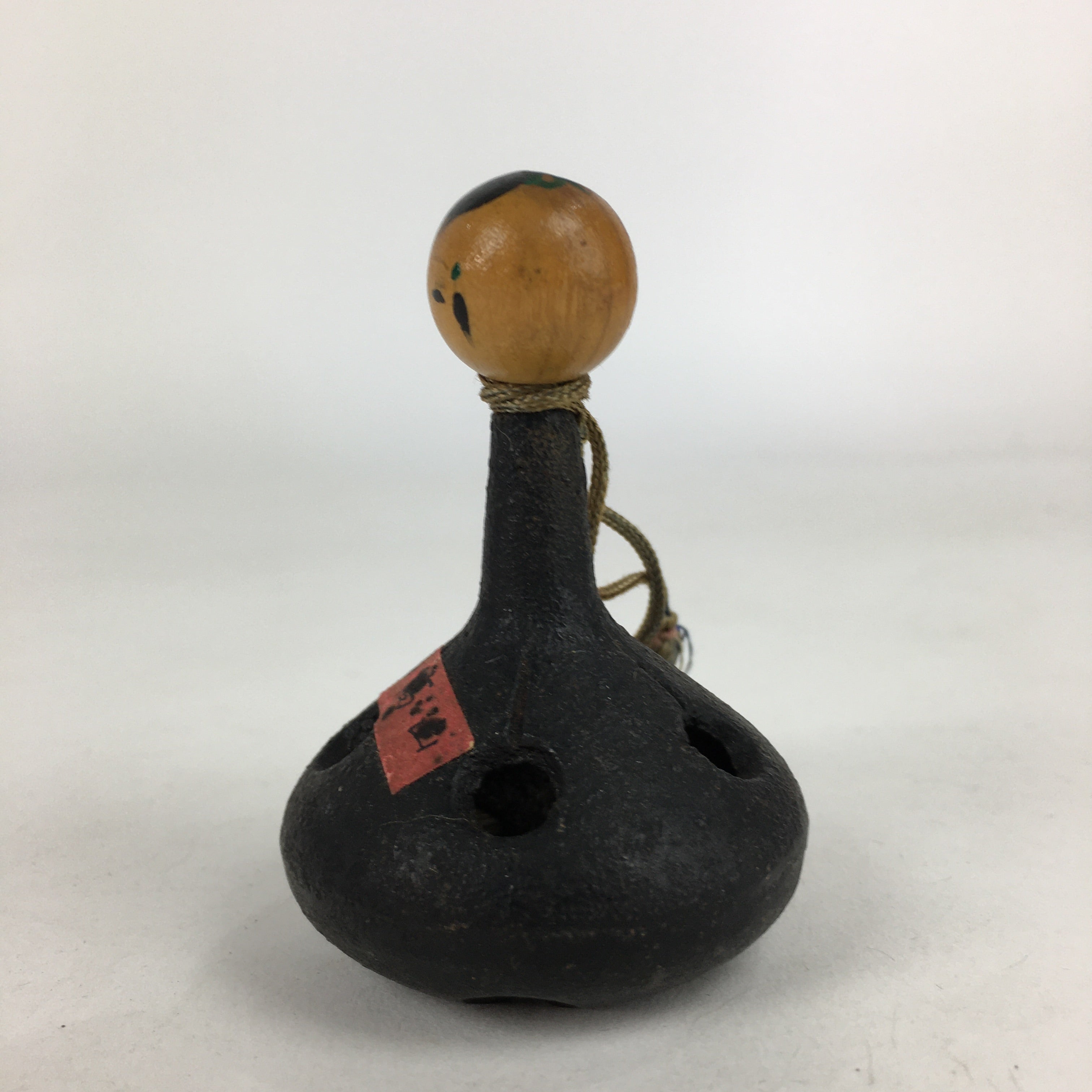 Japanese Iron Bell Vtg Tetsu-Rin Doll Amulet Kokeshi Doll Head Black DR383
