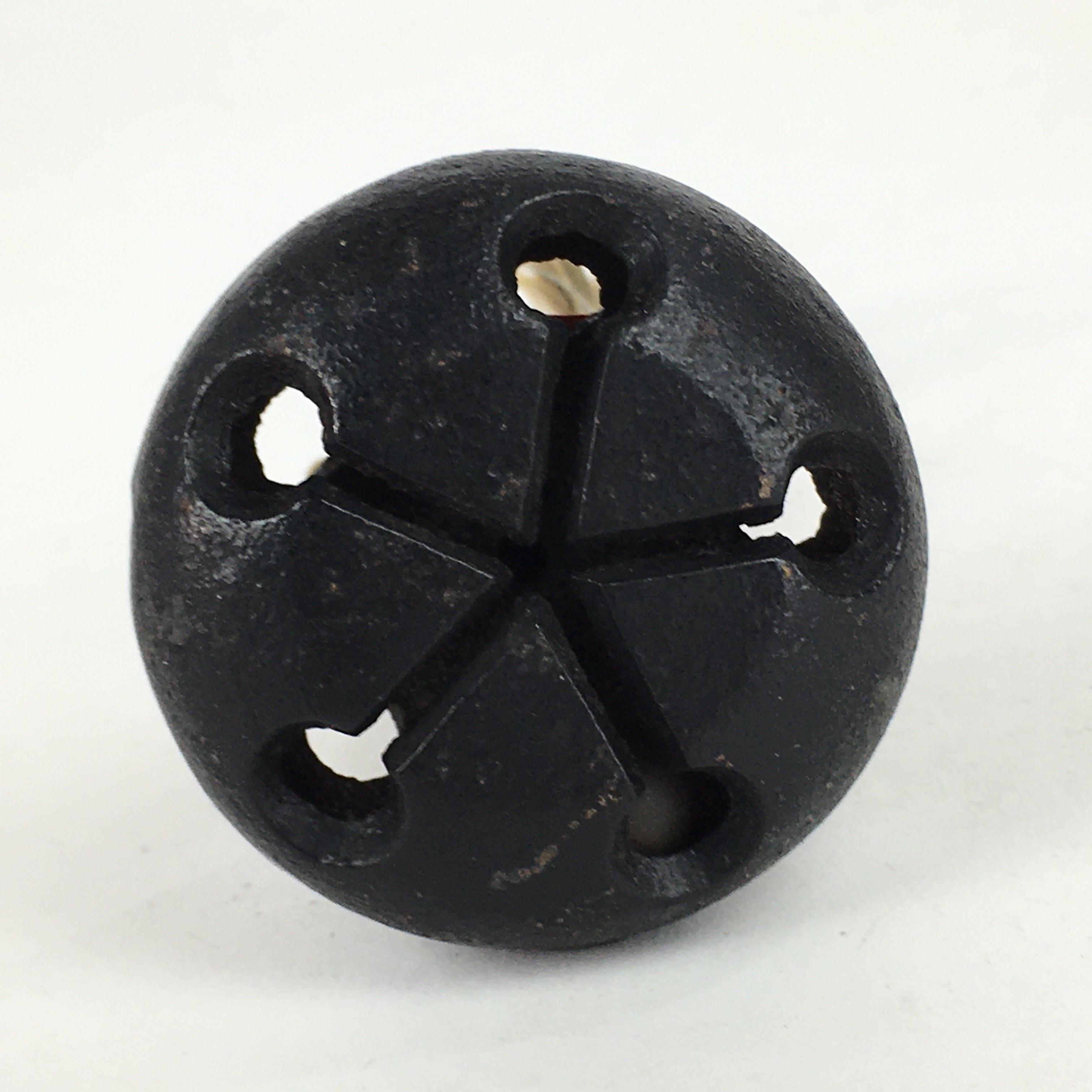 Japanese Iron Bell Vtg Tetsu-Rin Doll Amulet Kokeshi Doll Head Black DR383